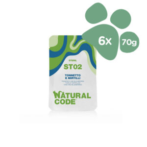 Foto principale Cibo Umido per Gatti Sterilizzati Natural Code Steril ST02 Gusto Tonnetto e Mirtilli 6x70gr