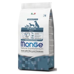 Foto principale Crocchette per Cani Adulti Monge Natural Superpremium Monoprotein All Breed Gusto Trota, Riso e Patate 12kg