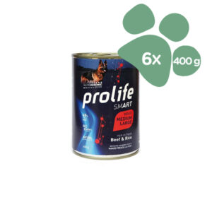 Foto principale Cibo Umido per Cani Adulti Prolife Taglia Media/Grande Gusto Manzo e Riso 6x400gr
